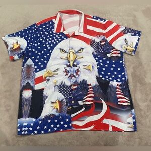 Patriotic Bald Eagle American Flag Shirt Men’s XXL USA Novelty 4th of July